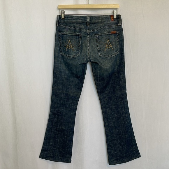 7 For All Mankind Women's Mid Rise Bootcut Blue Denim Jeans Size 27 Stretch EUC - Picture 6 of 16